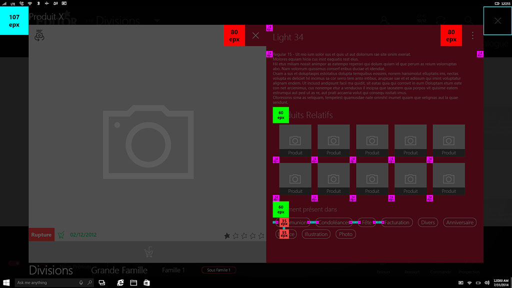 Spec. de la page détail produit Spec. de la page détail produit de l'application IMA Éditor Group, User Interface Design par kero