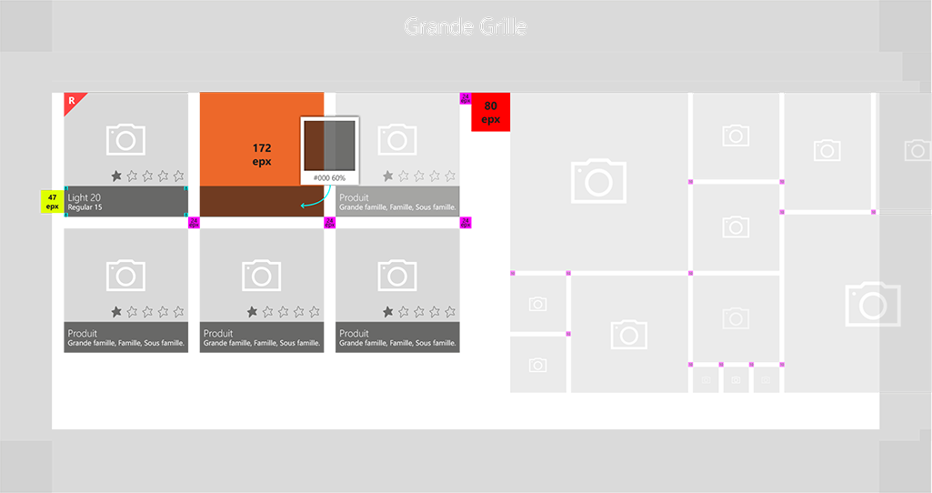 Grande grille produits de l'application IMA Éditor Group, User Interface Design par kero