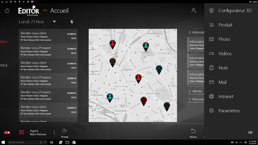 Munu de navigation principale ouvert de l'application IMA Éditor Group , User Interface Design par kero