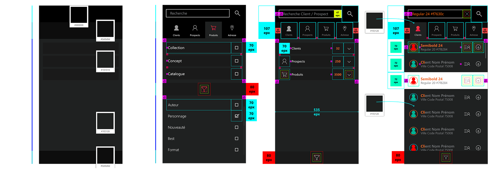 Détails du Module de recherche Module de recherche prédictive (détails) de l'application IMA Éditor Group, User Interface Design par kero