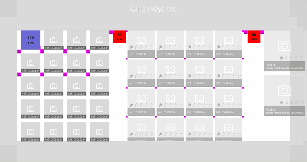 Grille moyenne de produits de l'application IMA Éditor Group, User Interface Design par kero