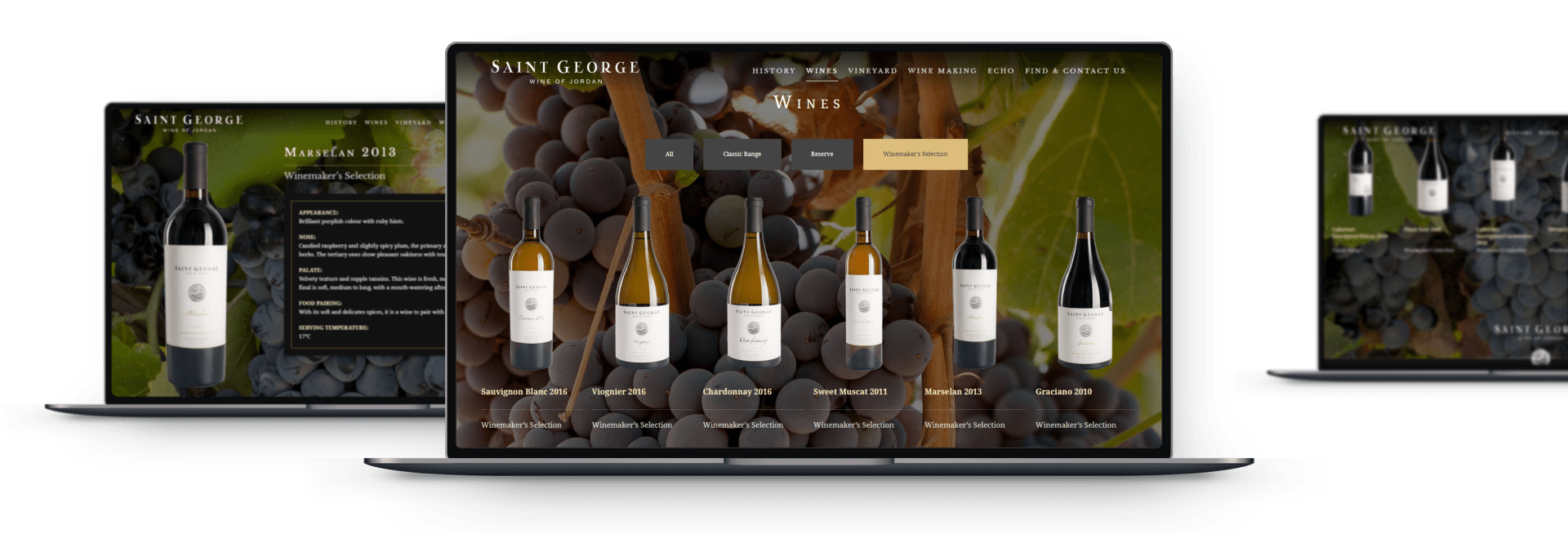 Page produits Page produits Saint GeorgeWine_of_Jordan responsive laptop user interface design kero