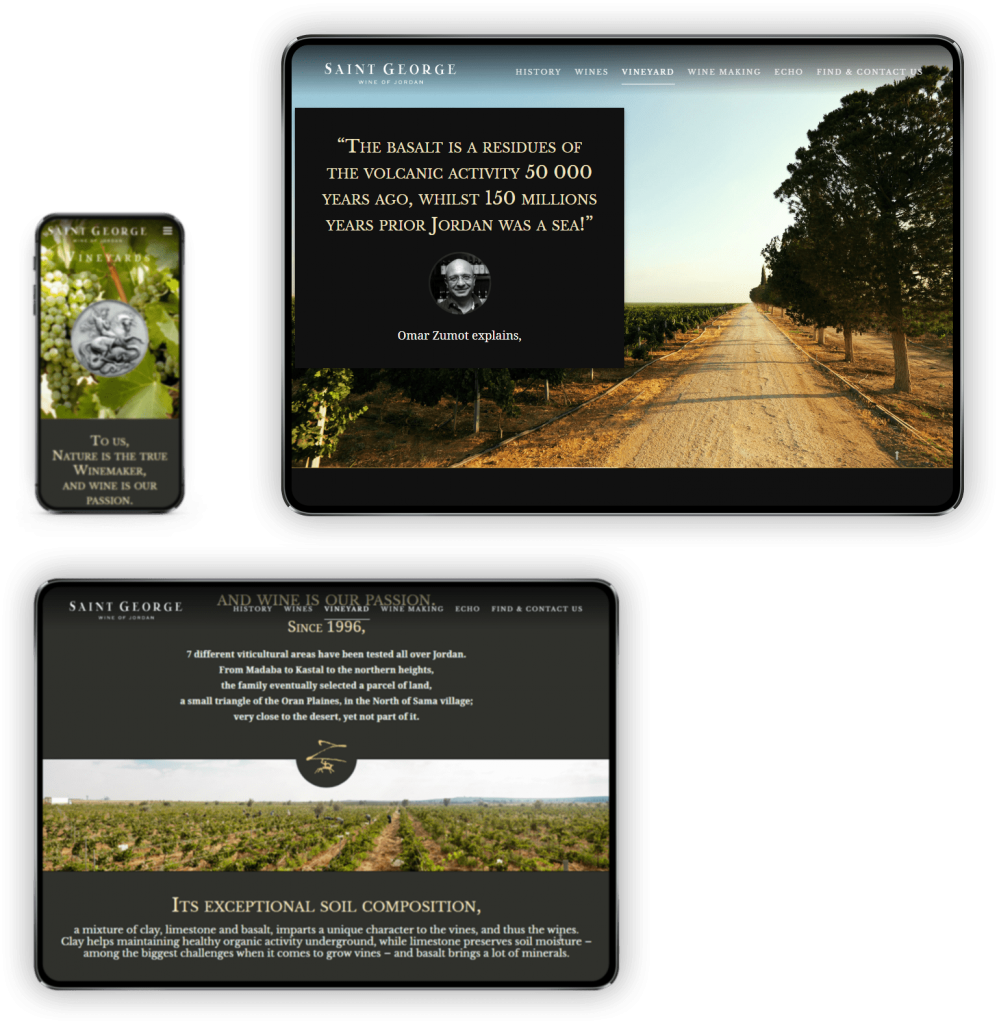 Wineyard (tablette smartphone) Wineyard (tablette smartphone) Saint George Wine of Jordan user interface design kero