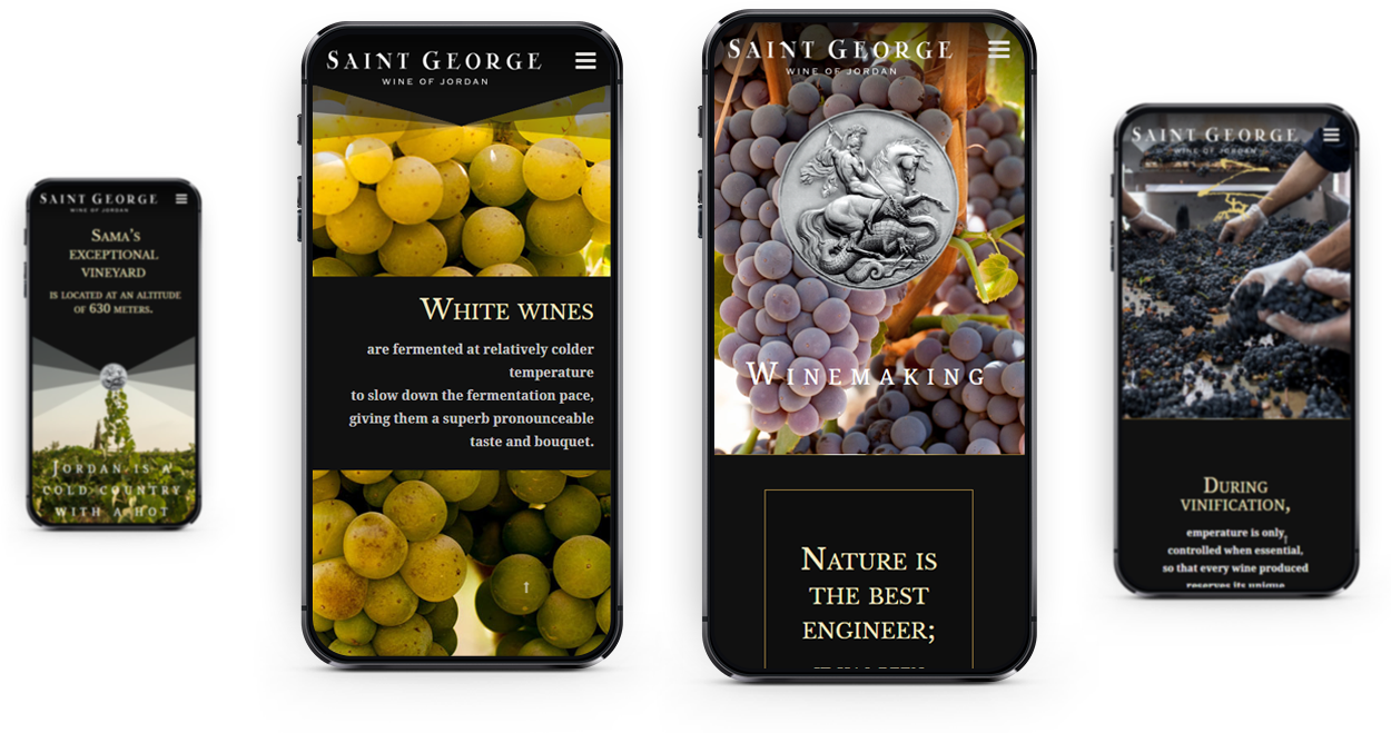 Smartphone pages Saint George Wine of Jordan