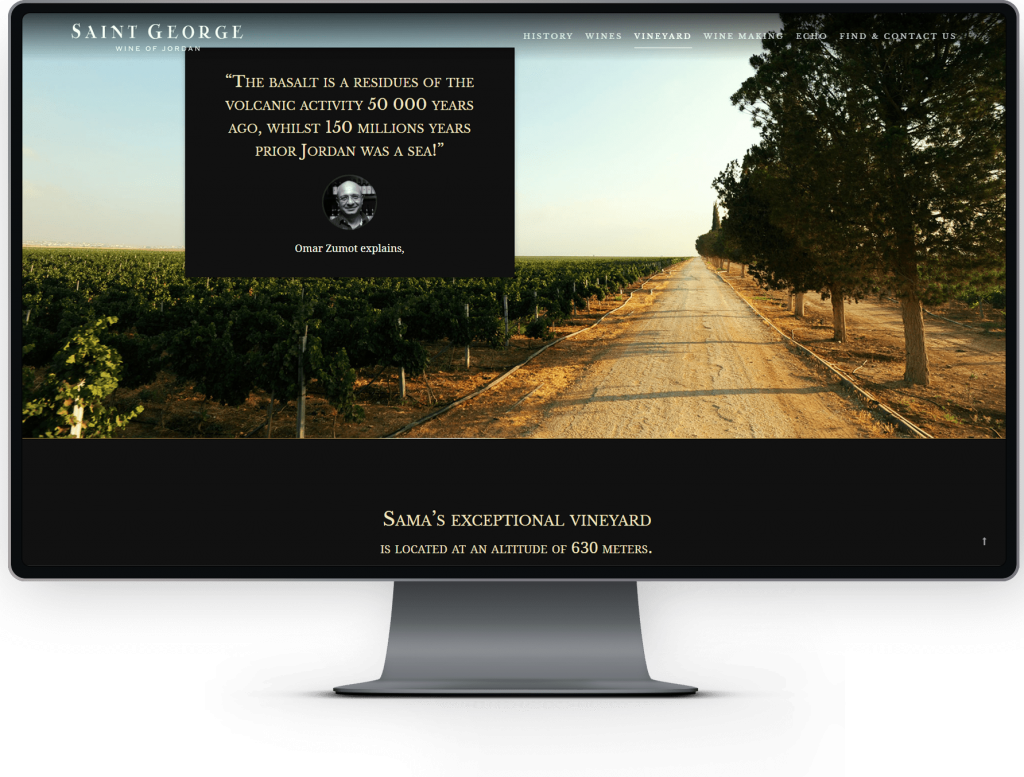 Wineyard wineyard page Saint George Wine_of_Jordan responsive laptop user interface design kero